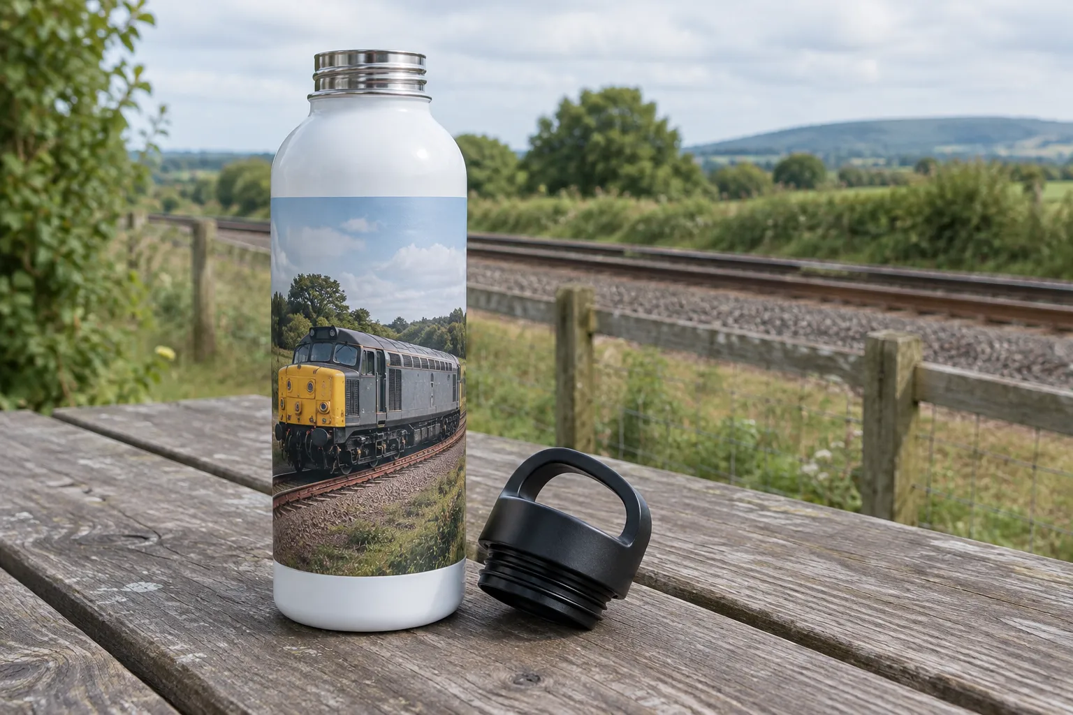Close view of the printed bottle