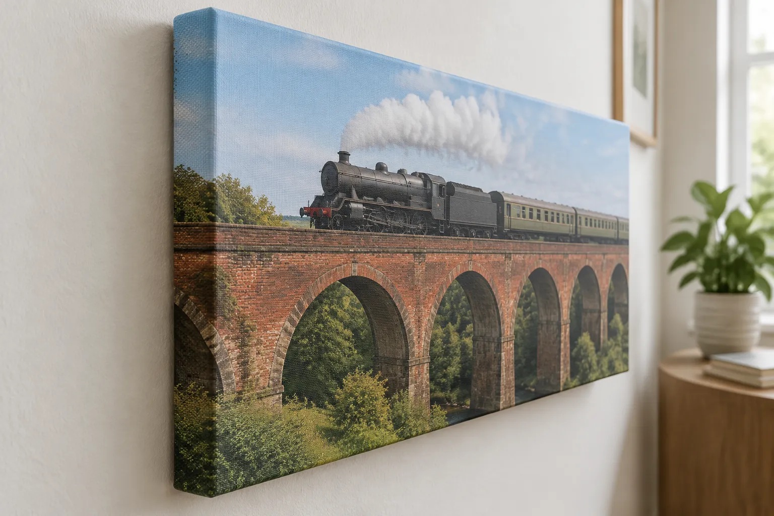 The canvas wrapping round the side of its stretcher