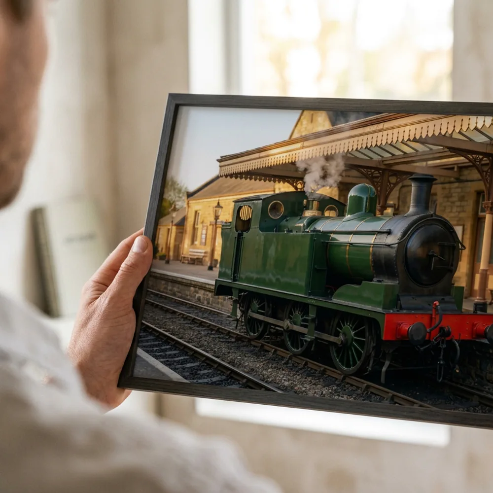 Hands holding a framed print